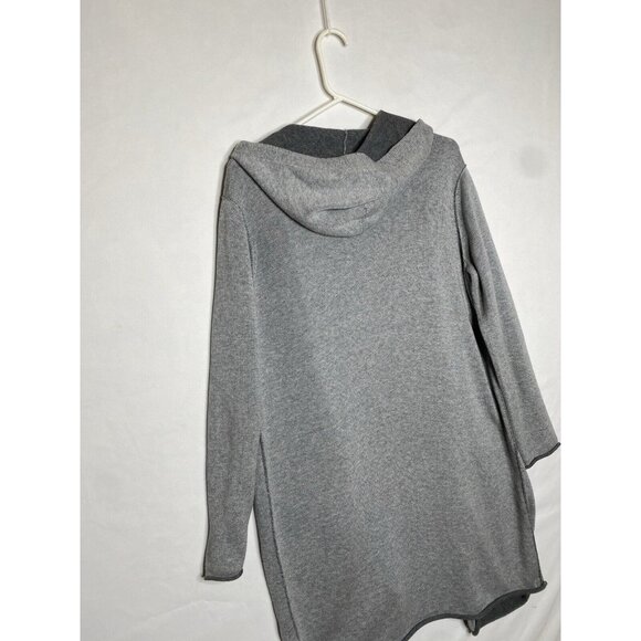 Eileen Fisher Organic Cotton Hooded Long Grey Cardigan Women’s Size Small S/P - Picture 6 of 8